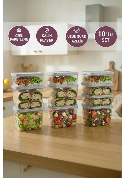 Selka Home 10'lu Yemek Taşıma Seti Açık Gri