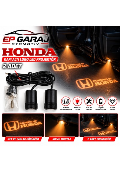 Honda Kapı Altı Logo Led Projektör Kırmızı Renk 2 Adet Takım -