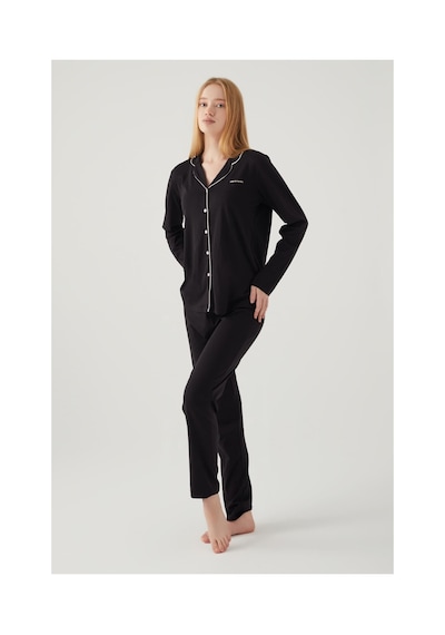 Pierre Cardin Kadın Siyah Gömlek Pijama Pc7717-s-v-3