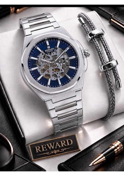 Reward Otomatik Mekanizmalı Premium Erkek Kol Saati 5 Atm Suya Dayanıklı 2 Yıl Garantili Rw.14862.l Gri