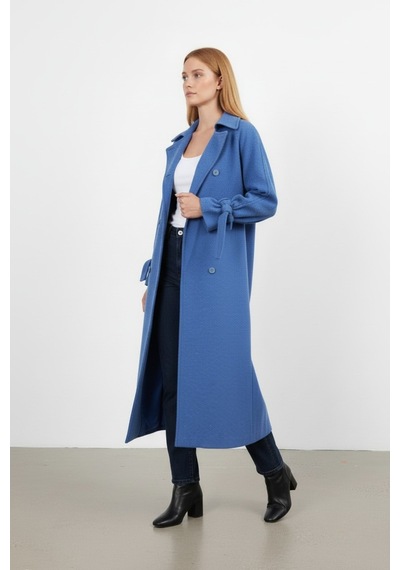 Durivya Oversize Kaşe Kaban Saks Mavi