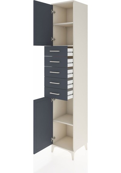 Hyperion Dolap 3 Raflı 5 Çekmeceli 2 Kapaklı 44x44x243 Aytaşı-antrasit Aytası