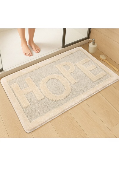 Doğal Kaymaz Taban Banyo Paspas Uzun Ömürlü Yumuşak Dokulu Su Emici Yıkanabilir Hope 60x100 Krem