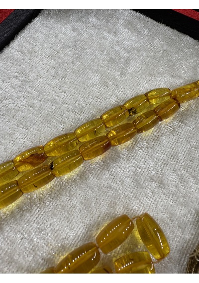 Damla Kehribar Gümüş Kozalı 13 Gram Tesbih Kaya Damla