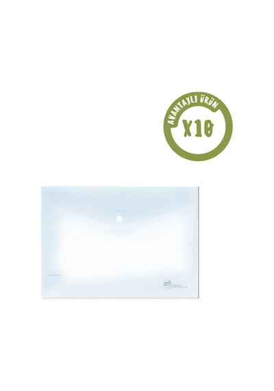 Umix Çıtçıtlı Şeffaf Zarf Dosya Mavi Renk A4 10'lu Set Şeffaf