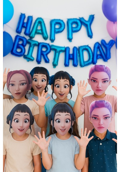 Lisanslı K-pop Huntrix Demon Hunters 6'lı Karton Maske Seti Parti Kostüm Aksesuarı