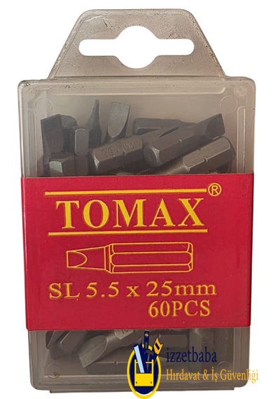 Tomax 5,5 X 25 Mm Düz Bits Uç 06020025 Slot 60 Adet