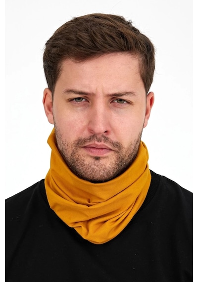 Butikgiz Erkek 4 Fonksiyonlu Koruyucu Pamuklu, Esnek, Terletmez, Bandana, Boyunluk, Maske - Tek Ebat / Koyu Hardal Koyu Hardal