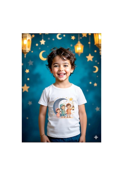 Stil-x Ramazan Bayramı Baskılı Erkek Çocuk Tshirt, %100 Pamuklu Kumaş Beyaz-5