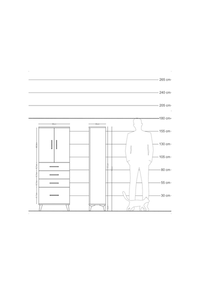 Arges Dolap 2 Raflı 4 Çekmeceli 2 Kapaklı 60x30x163 Çam-çam Çam