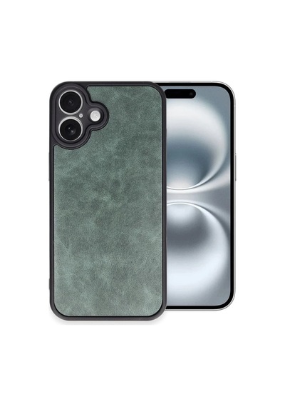 Apple iPhone Uyumlu  16 Plus Uyumlu Kılıf Aras Deri Kapak - Koyu Yeşil