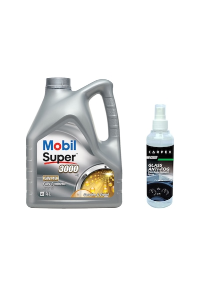 Mobil Super 3000 X1 5W-40 Motor Yağı 4 L + Carpex Cam Buğu Önleyici