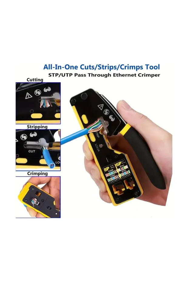Yeni Nesil Rj45 Sıkma Pensesi + Rj45 Test Cihazı + 100 Adet Cover + 100 Adet Yeni Nesil Ez 8pc8c Utp Jak Network Set