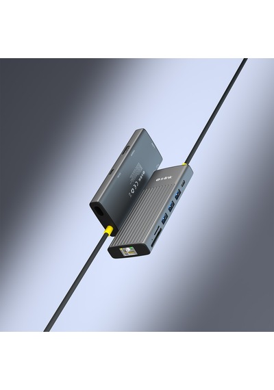 S-link Sw-u709 9 İn 1 Gri Metal 4k 60hz Hdmı 100w Pd, Rj45 Gigabit, 3xusb 3.2, Sd/tf Type-c Hub Adaptör