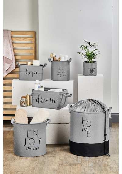 Serstil Mini Boy Silindir Gri Sepet - 15 X 15 Cm