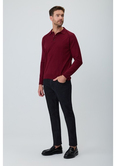 Morven Erkek Bordo Trend Polo Yaka Reglan Kol Triko Kazak 27kc017008750 Bordo