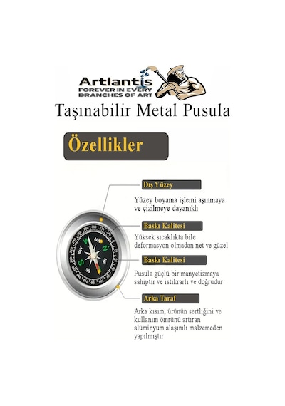 Pusula Çelik 75 Mm 1 Adet Profesyonel Metal Kasa Dayanıklı Taşınabilir El Pusulası Yuvarlak Cep Pusulası