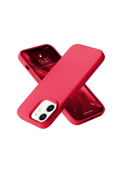 Apple İphone 12 Kılıf Nano İçi Kadife Silikon - Kırmızı Altın