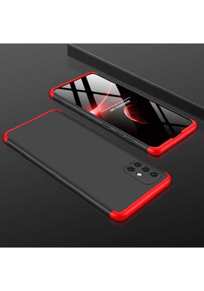 Samsung Uyumlu Galaxy A71 Kılıf Zore Ays Kapak Siyah-Kırmızı