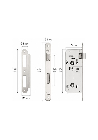 Krom Iç Oda Kapı Kilidi 40x23mm Sessiz, Dayanıklı & Modern Tasarım