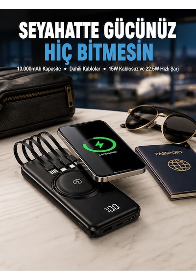 Kompakt Tasarım, Güçlü Performans 10000mah Kablosuz Powerbank - Lisinya Siyah 29630547