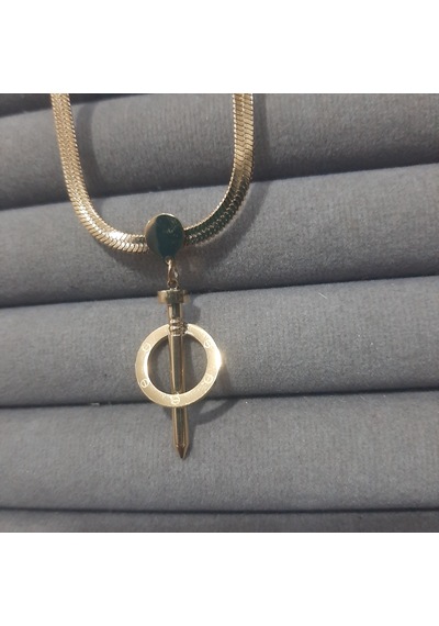 Stainless Steel Çelik Kolye Gold İtalyan Çivi Model 40 Cm+5 Cm