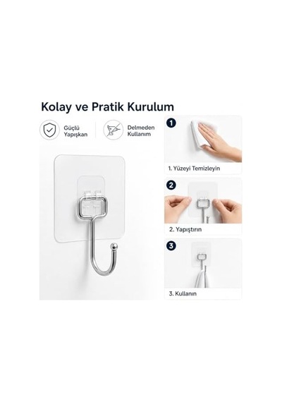 Yapışkanlı Askılık Krom Kaplama, Delmeden Montajlı Banyo Ve Mutfak Askısı, Şeffaf Yapışkan Tabanlı Metal Askı, Havlu Bez Anahtar Askılığı 3 Adet Gönderilmektedir