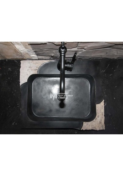 Bazalt Siyah Dizayn Kare Lavabo