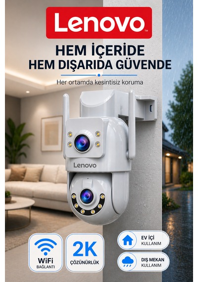 2 Kameralı Wifi Ultra Renkli Gece Görüşlü Hareket Takipli Güvenlik Kamerası