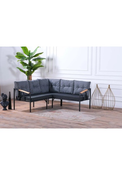 Pimango Pi Angel Bahçe Balkon Mutfak L Köşe Takımı 180 x 180 CM Gri - Siyah Açık Gri