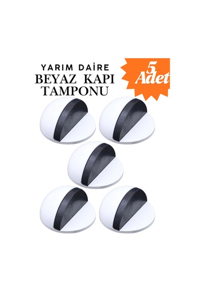 5 Adet Beyaz Yarım Daire Yapışkanlı Kapı Tamponu Kapı Stoperi Metal Kapı Stopu Durduruc