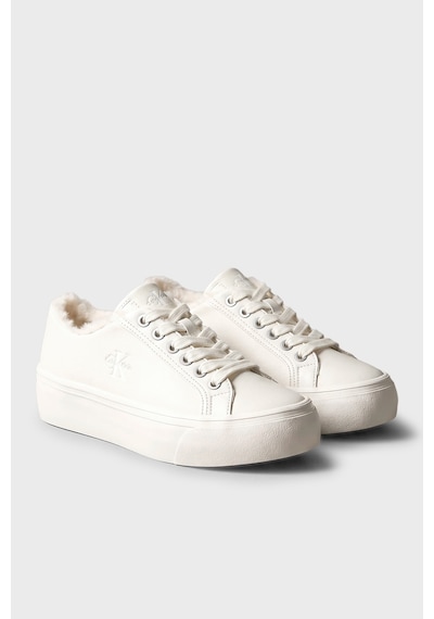 Calvin Klein Logolu İçi Kürklü Deri Sneaker Ayakkabı Hw0hw03235ybj Kadın Ayakkabı Hw0hw03235 Ybj Krem