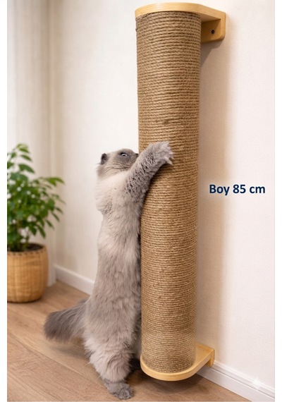 Kedi Tırmalama Direği Duvar Tipi 85 Cm Dev Çap-dayanıklı Ahşap Tırmalama Tahtası