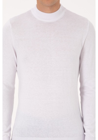 U.S. Polo Assn. Erkek Slim Fit Bisiklet Yaka Beyaz Basic Kazak 50307823-VR013