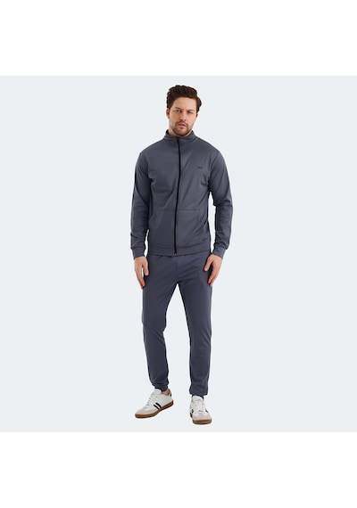 Slazenger KLOTEN IN Erkek Fermuarlı Dik Yaka Cepli Gri Eşofman Takımı