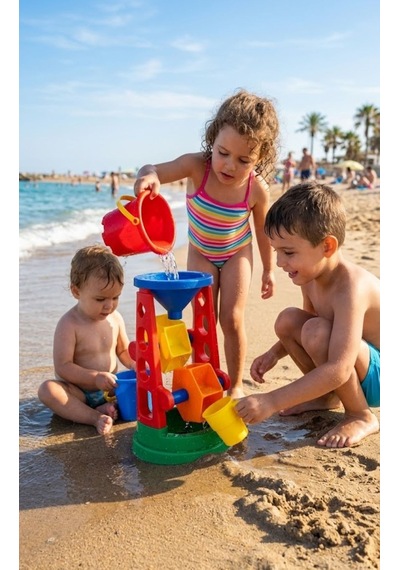 Eğitici Kum Ve Su Çarkı Değirmeni Plaj Oyuncağı 22 Cm