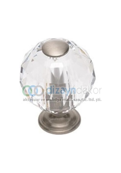 Kristal Cam Düğme Kulp 20 Mm. Krom Lüx