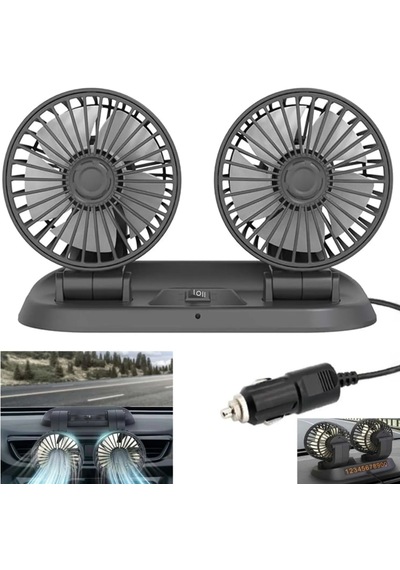 Powermaster Fan10 Mini 12 Volt Dc Çakmaklıklı Numaratörlü Plastik 2'li Araç Vantilatör 12V