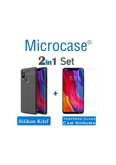 Microcase Xiaomi Mi 8 Leather Tpu Silikon Kilif + Tempered Cam 272912456 - Seçenek / Cam Koruma-Cam Istemiyorum