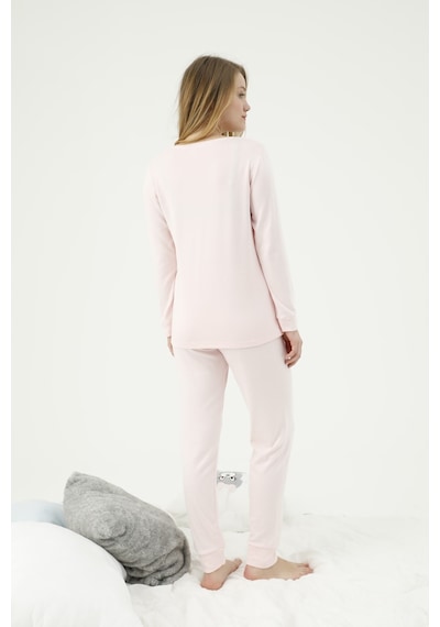 Siyah İnci Alt-üst Polar Pijama Takım 22278264 Pembe