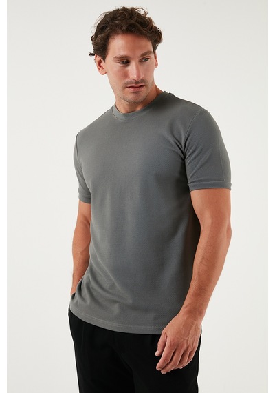 Buratti Streç Pamuklu Slim Fit Sıfır Yaka Erkek T Shirt 5902639 Açık Haki