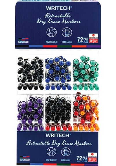Wrıtech W-709 Basmalı Tahta Kalemi - 12x6renk +36 Refıll - 72'li Stand Siyah
