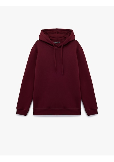 Koton Şardonlu Uzun Kollu Basic Kapşonlu Sweatshirt Bordo 6wam70015mk Bordo
