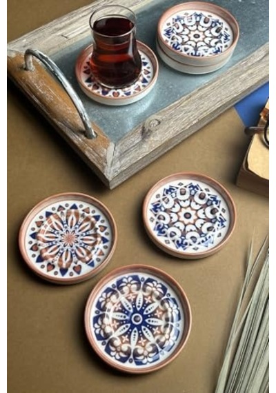 Tabakevi Tabak Evi Stoneware Mozaik Red Sefa 6 Lı Çay Tabağı 10cm Çok Renkli