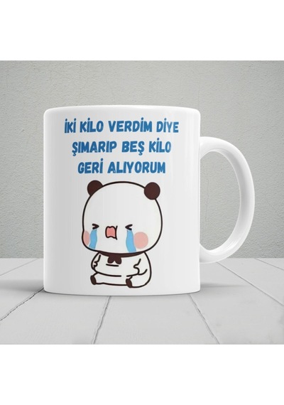 İki Kilo Verdim Diye Baskılı Kupa Bardak Beyaz