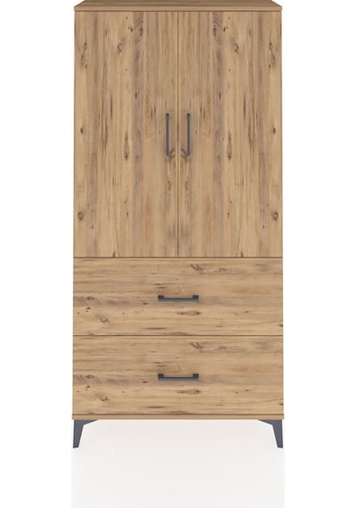 Arges Dolap 3 Raflı 2 Çekmeceli 2 Kapaklı 88x30x182 Çam-çam Atlas Çam