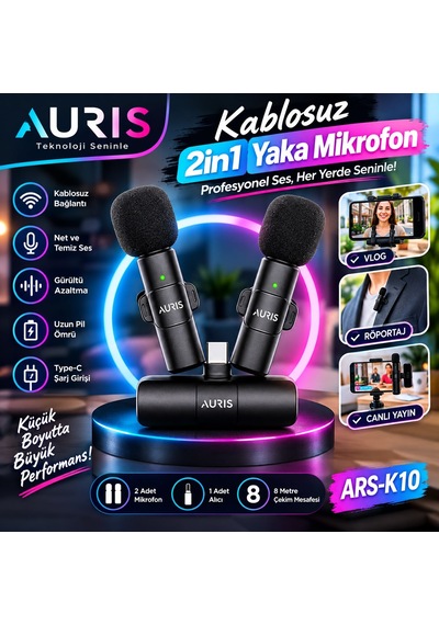 Kablosuz İkili Yaka Mikrofonu 2in1 Type-c - Bayi Depom