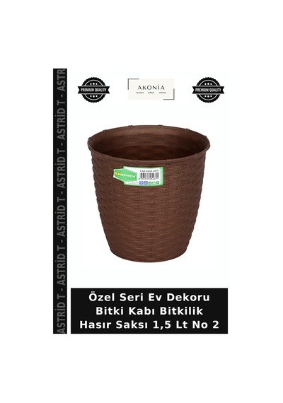 Özel Seri Ev Dekoru Bitki Kabı Bitkilik Hasır Saksı 1,5 Lt No 2