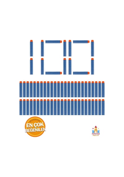 Nerf Silahları İçin Yedek 100 Parça Sünger Mermisi - Kesintisiz Eğlence