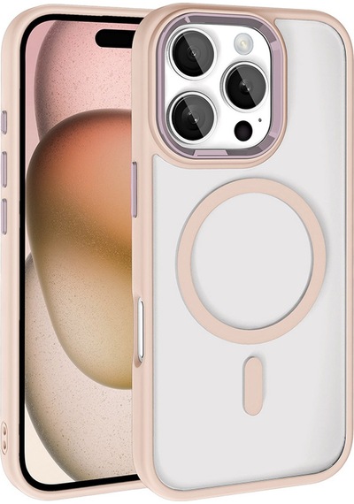 Apple iPhone 16 Pro Max Kılıf Wireless Şarj Özellikli Casen Krom Magsafe Silikon Kılıf